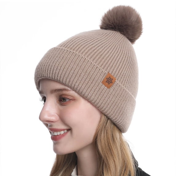 GUACER Beanies for Women Winter Ultra Soft Pom Pom Thermal Fleece Cozy Knit Snow Ski Hats for Casual Outdoor