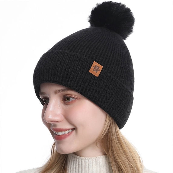 GUACER Beanies for Women Winter Ultra Soft Pom Pom Thermal Fleece Cozy Knit Snow Ski Hats for Casual Outdoor