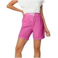 thumbnail image 1 of GUACER Bermuda Shorts for Women Casual Drawstring Elastic Waisted Solid Color Athletic Breathable Sweat Shorts, 1 of 6