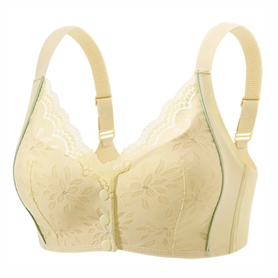 GUACER Bra for Women Plus Size Front Closure Lace Wirefree Full Coverage Support Bralette, Smoothing Comfort Bra with Wide Adjustable Straps