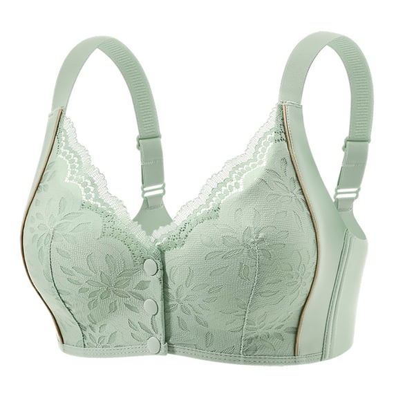 GUACER Bra for Women Plus Size Front Closure Lace Wirefree Full Coverage Support Bralette, Smoothing Comfort Bra with Wide Adjustable Straps