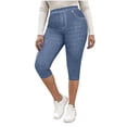thumbnail image 1 of GUACER Capri Pants for Women Casual High Waisted Faux Denim Stretchy Jeggings Slim Fit Summer Trousers, 1 of 9