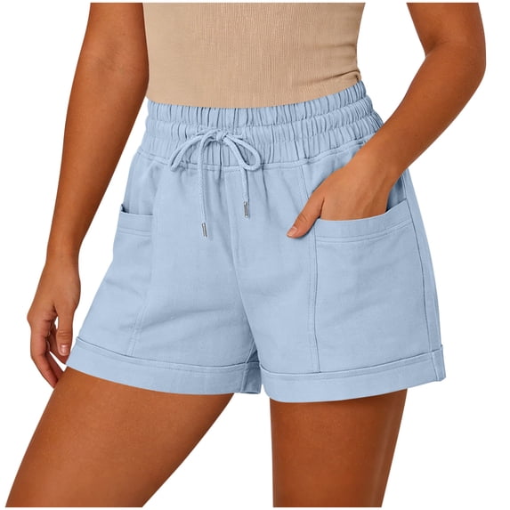 GUACER Casual Shorts for Women with Pockets Elastic Waist Drawstring Lounge Shorts for Summer & Weekend