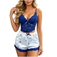 thumbnail image 1 of GUACER Deep V Neck Pajama Sets for Women Satin Lace Trim Bow Sexy Camisole & Shorts Sleepwear, 1 of 6