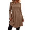 thumbnail image 1 of GUACER Fall Dresses for Women Long Sleeve Round Neck Casual Swing Dress Soft Winter Dress for Work & Weekend, 1 of 7