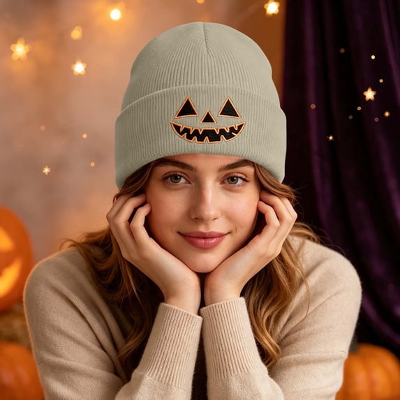 GUACER Halloween Cute Beanies for Women Warm Casual Soft Embroidered Knit Hats