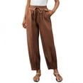 thumbnail image 1 of GUACER Harem Pants for Women Cotton Linen Drawstring Elastic Waist Tapered Pants with Pockets Casual Pants, 1 of 9