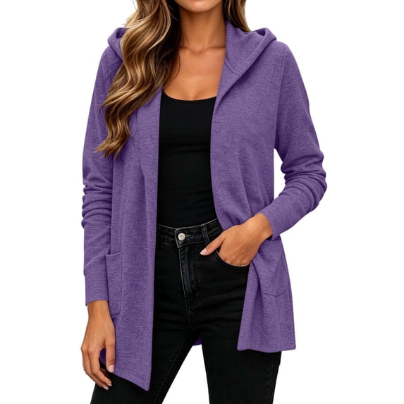 GUACER Hoodie Cardigans for Women Lightweight Open Front Long Sleeve Tunic Tops Casual Outwear Coats with Pockets