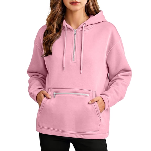 GUACER Hoodies for Women Zip Up Long Sleeve Soft Loose Fit with Zipper Pockets Casual Sweatshirts