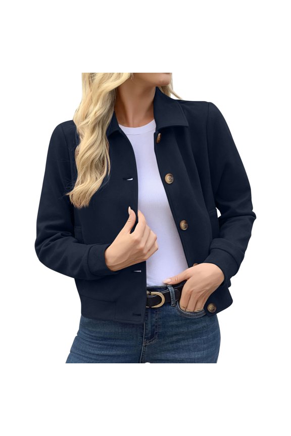 Jackets for Women Faux Suede Button Down Collared Structured Shoulders Shacket with Pockets Casual Fall Coats