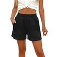 thumbnail image 1 of GUACER Jeans Shorts for Women Casual Pleated Elastic Mid Rise Loose Pockets Denim Shorts, 1 of 7