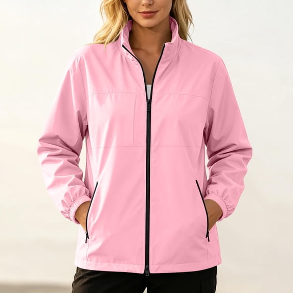 GUACER Lightweight Jackets for Women Waterproof Long Sleeve Zip Up Windbreaker Rain Jackets for Casual Outdoor