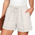 thumbnail image 1 of GUACER Linen Shorts for Women Drawstring Elastic Waisted Casual Summer Shorts with Pockets, 1 of 7