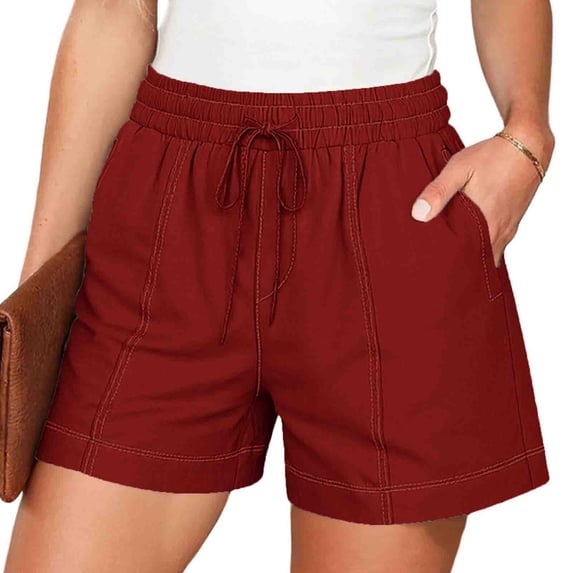 GUACER Linen Shorts for Women Drawstring Elastic Waisted Casual Summer Shorts with Pockets