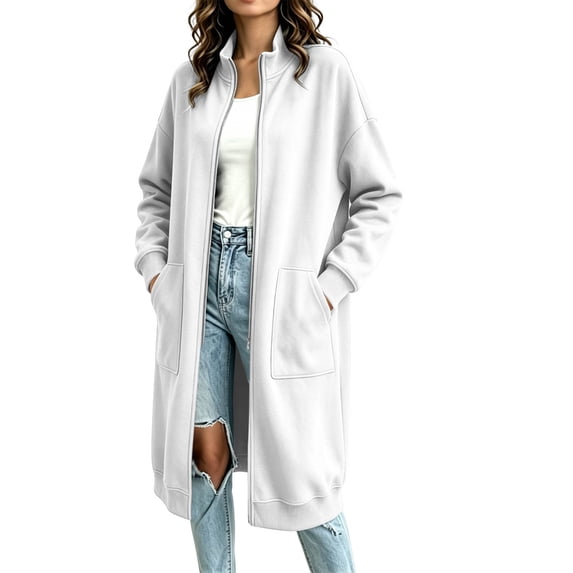 GUACER Long Cardigans for Women Zip Up Soft Long Sleeve Tunic Sweatshirt Jackets with Pockets for Casual Fall Winter Outerwear