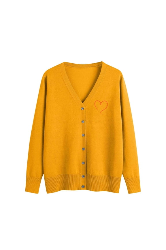 Long Sleeve Lightweight Sweaters for Women Trendy V-Neck Print Button-Front Knit Cardigans