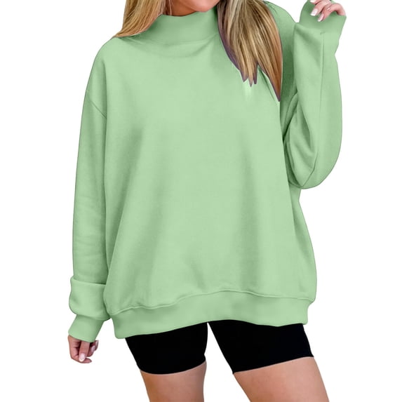 GUACER Mock Neck Sweatshirts for Women Oversized Soft Long Sleeve Casual Pullover Tops