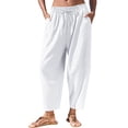 thumbnail image 1 of GUACER No Boundarie Linen Pants for Women Cropped Lantern Trousers Cotton Blend Drawstring Elastic Waist Boho Casual Tapered Pants with Pockets, 1 of 7