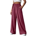 thumbnail image 1 of GUACER No Boundarie Wide Leg Pants for Women Elastic Waisted Flowy Palazzo Trousers Casual Lounge Pants with Pockets and Side Tie, 1 of 7