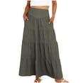 thumbnail image 1 of GUACER Women's High Waisted Tiered Maxi Skirt with Pockets Boho A-Line Flowy Long Skirt Lightweight Summer Swing Skirts, 1 of 8