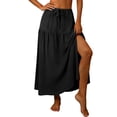 thumbnail image 1 of GUACER Womens Boho Tiered Maxi Skirt with Side Slit High Waisted Drawstring A-Line Skirt Flowy Summer Beach Swing Long Skirts, 1 of 7