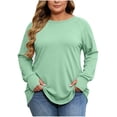 thumbnail image 1 of GUACER Plus Size Long Sleeve Tops for Women Casual Crewneck Thumb Hole Shirts Soft Stretch Knit Loose Raglan Sleeve Tees, 1 of 6