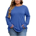 thumbnail image 1 of GUACER Plus Size Long Sleeve Tops for Women Casual Crewneck Thumb Hole Shirts Soft Stretch Knit Loose Raglan Sleeve Tees, 1 of 6