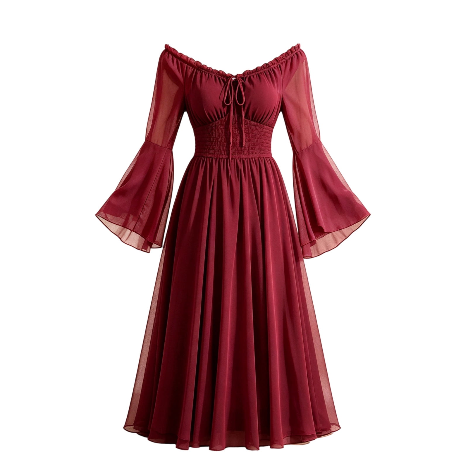 GUACER Renaissance Dresses for Women Off Shoulder Chiffon Bell Sleeves GUACER Renaissance Dresses for Women Off Shoulder Chiffon Bell Sleeves