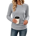 thumbnail image 1 of GUACER Ribbed Long Sleeve Tops for Women Crewneck Slim Fit Basic Tee Lightweight Knit Fall Casual Layering Undershirts, 1 of 9