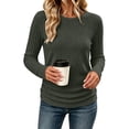 thumbnail image 1 of GUACER Ribbed Long Sleeve Tops for Women Crewneck Slim Fit Basic Tee Lightweight Knit Fall Casual Layering Undershirts, 1 of 9