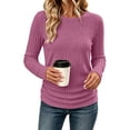thumbnail image 1 of GUACER Ribbed Long Sleeve Tops for Women Crewneck Slim Fit Basic Tee Lightweight Knit Fall Casual Layering Undershirts, 1 of 9