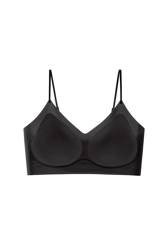 Seamless Deep V Bralette for Women Wirefree Plunge Bra with Adjustable Thin Straps, Smooth Invisible Everyday Comfort Bra