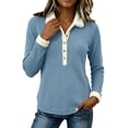 thumbnail image 1 of GUACER Sherpa Collared Tops for Women Long Sleeve Ribbed Knit Pullover Fuzzy Trim Button Up Sweaters Fall Winter Thermal, 1 of 8