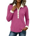 thumbnail image 1 of GUACER Sherpa Collared Tops for Women Long Sleeve Ribbed Knit Pullover Fuzzy Trim Button Up Sweaters Fall Winter Thermal, 1 of 8
