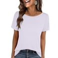 thumbnail image 1 of GUACER Short Sleeve Shirts for Women Casual Round Neck Solid Relaxed Fit Blouses Summer Basic Tops, 1 of 6