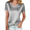 thumbnail image 1 of GUACER Short Sleeve Tops for Women Trendy Mesh Rhinestone V Neck T Shirts, 1 of 9
