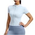 thumbnail image 1 of GUACER Short Sleeve Zip-Up Yoga Jacket for Women High Neck Athletic Top Slim Fit for Gym & Pilates, 1 of 5
