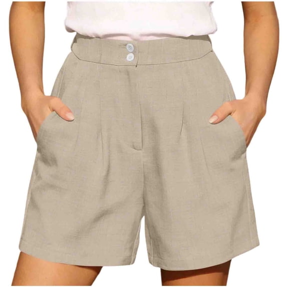 GUACER Shorts for Women Elastic Waisted Pleated Dressy Shorts with Pockets Casual Loose Wide Leg Shorts