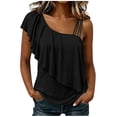 thumbnail image 1 of GUACER Sleeveless Blouses for Women Asymmetrical Ruffle One-Shoulder Tops Strappy Shirts for Summer & Casual, 1 of 9