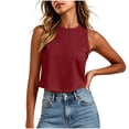thumbnail image 1 of GUACER Sleeveless Crew Neck Crop Top for Women Fitted Ribbed Tank Top, Casual Soft Stretchy Basic Tee, 1 of 7