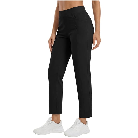 GUACER Straight Leg Pants for Women Stretch High Waisted Slim Fit with Pockets Capri Pants