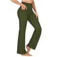 thumbnail image 1 of GUACER Stretchy Jeans for Women Casual High Waist Flare Solid Color Pockets Leggings Tummy Control Denim Pants, 1 of 9