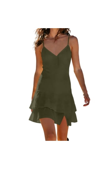 short cute dresses for summer PRETTYGARDEN Women Summer Short Dress V Neck Short Sleeve A Line Hollo