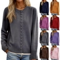 thumbnail image 1 of GUACER Sweaters for Women Vintage Button-Front Knit Cardigan Casual Fall Crewneck Loose Long Sleeve Tops, 1 of 3