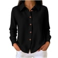 thumbnail image 1 of GUACER Tops for Women Waffle Knit Long Sleeve Button Down Collared Button-Down Shirts, 1 of 7