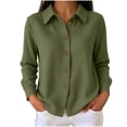 thumbnail image 1 of GUACER Tops for Women Waffle Knit Long Sleeve Button Down Collared Button-Down Shirts, 1 of 7