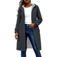 thumbnail image 1 of GUACER Trench Coats for Women Long Hooded Lightweight Zip-Up Windbreaker Jacket with Striped Lining, 1 of 7