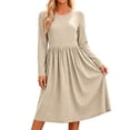 thumbnail image 1 of GUACER Trendy Striped Dresses for Women Crewneck Long Sleeve Loose Casual Midi Dresses with Pockets for Everyday Wear, 1 of 7
