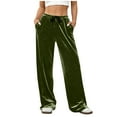 thumbnail image 1 of GUACER Velour Pants for Women Casual Elastic Waist with Drawstring Pockets Wide Leg Pants, 1 of 7