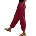 thumbnail image 1 of GUACER Wide Leg Cropped Pants for Women Lightweight Linen Drawstring Elastic Waisted with Pockets Asymmetrical Hem Vacation Pants, 1 of 9